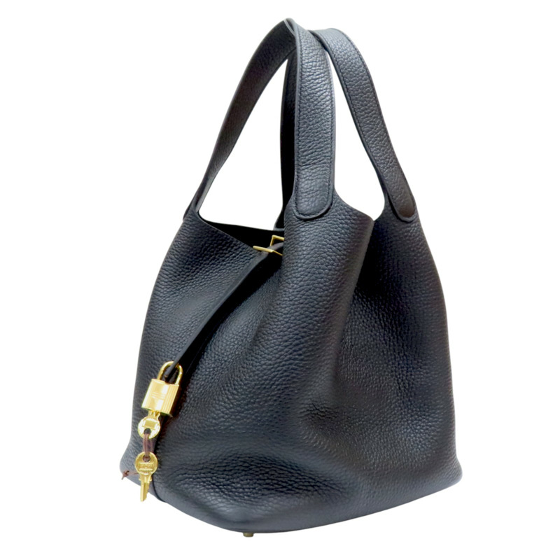 黑色 Taurillon牛皮 Picotin Lock 22 手提包 B刻 金扣【HERMES 愛馬仕】-2