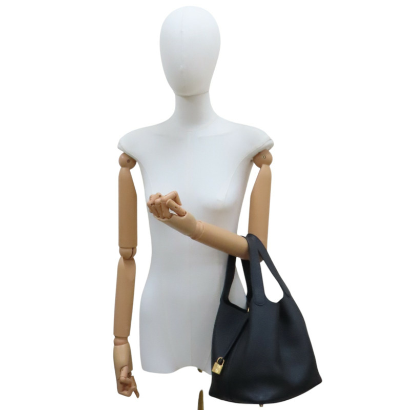 黑色 Taurillon牛皮 Picotin Lock 22 手提包 B刻 金扣【HERMES 愛馬仕】-7