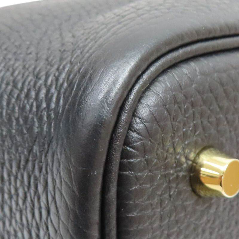 黑色 Taurillon牛皮 Picotin Lock 22 手提包 B刻 金扣【HERMES 愛馬仕】-10