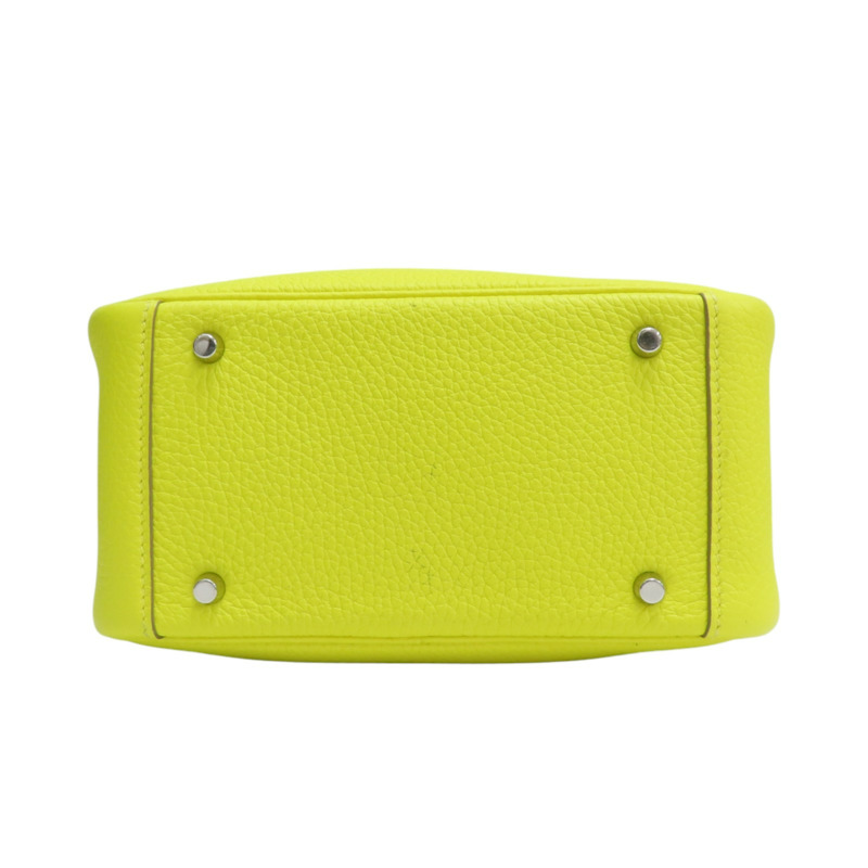 萊姆黃 Taurillon牛皮 Mini Lindy 肩背包 U刻 銀釦【HERMES 愛馬仕】-3