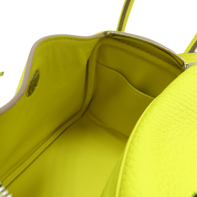 萊姆黃 Taurillon牛皮 Mini Lindy 肩背包 U刻 銀釦【HERMES 愛馬仕】-5