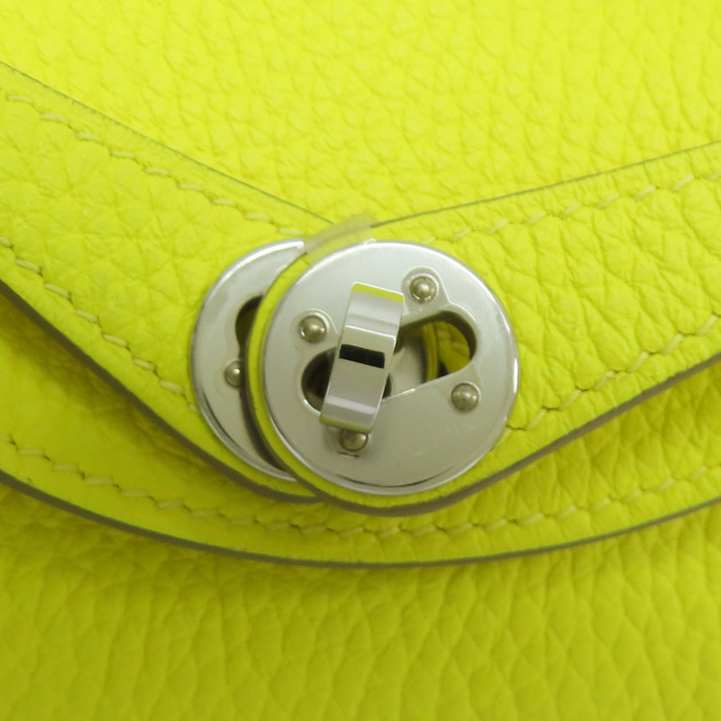 萊姆黃 Taurillon牛皮 Mini Lindy 肩背包 U刻 銀釦【HERMES 愛馬仕】-6