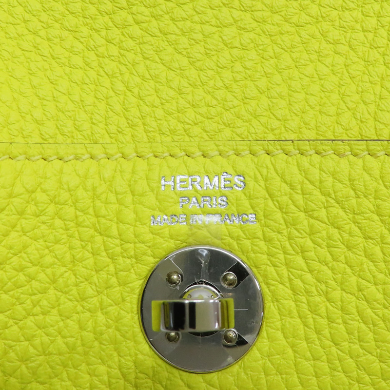 萊姆黃 Taurillon牛皮 Mini Lindy 肩背包 U刻 銀釦【HERMES 愛馬仕】-7