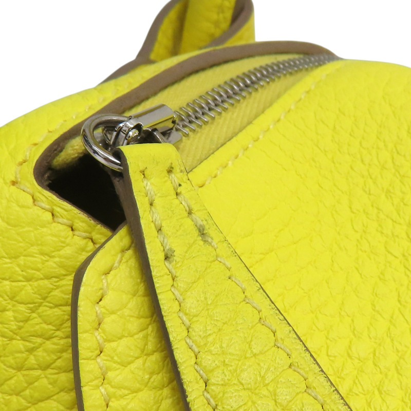 萊姆黃 Taurillon牛皮 Mini Lindy 肩背包 U刻 銀釦【HERMES 愛馬仕】-15