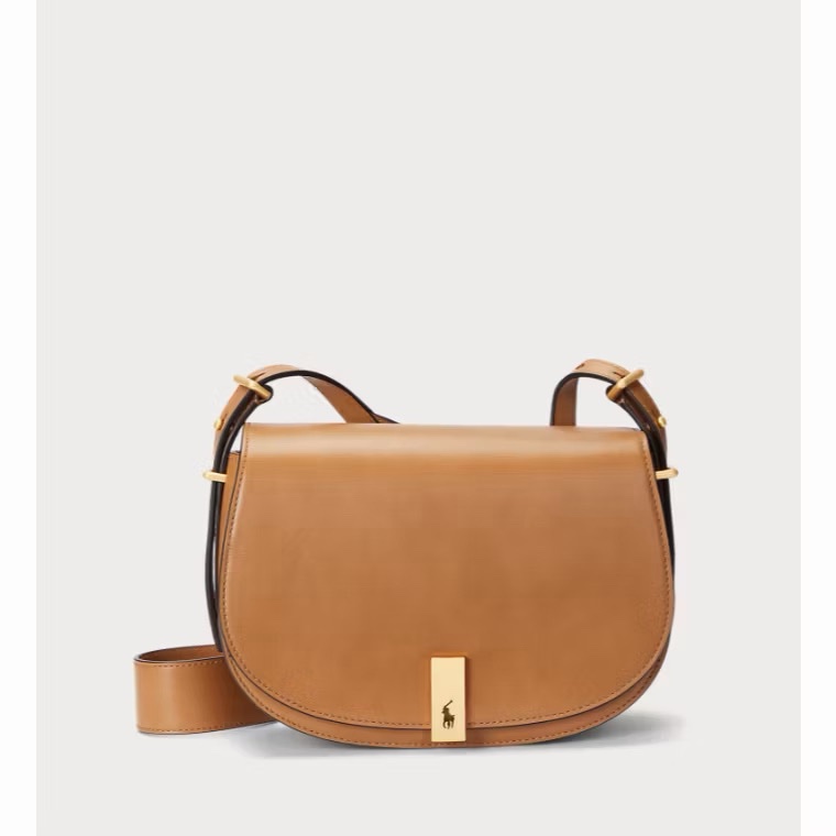 真皮質感滿分 Ralph Lauren Polo ID 系列 專櫃 真皮馬鞍包 經典焦糖咖-7