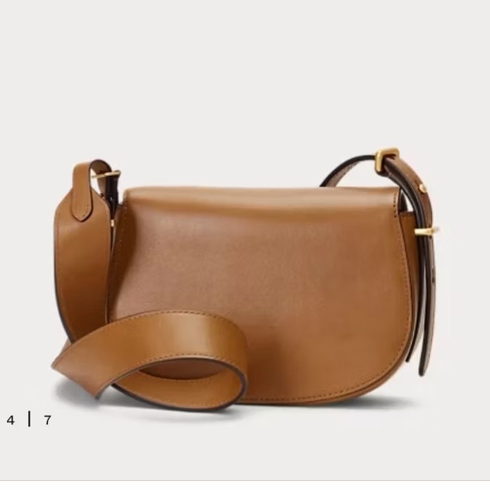 真皮質感滿分 Ralph Lauren Polo ID 系列 專櫃 真皮馬鞍包 經典焦糖咖-8