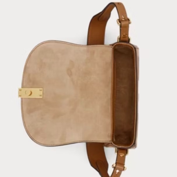 真皮質感滿分 Ralph Lauren Polo ID 系列 專櫃 真皮馬鞍包 經典焦糖咖-9