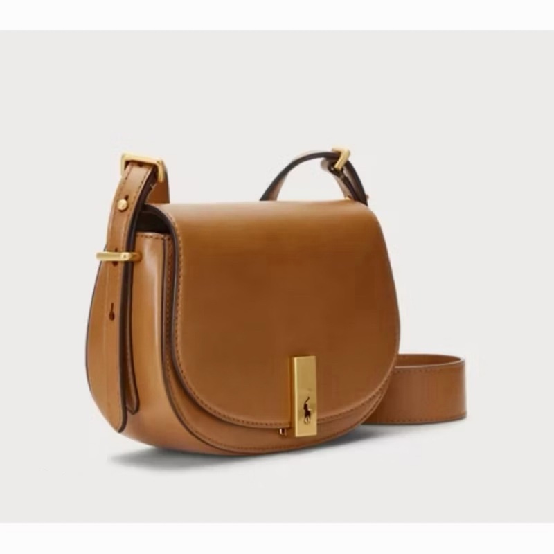 真皮質感滿分 Ralph Lauren Polo ID 系列 專櫃 真皮馬鞍包 經典焦糖咖-3