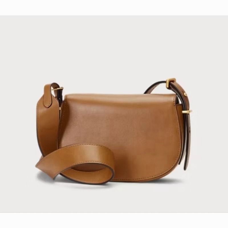 真皮質感滿分 Ralph Lauren Polo ID 系列 專櫃 真皮馬鞍包 經典焦糖咖-4