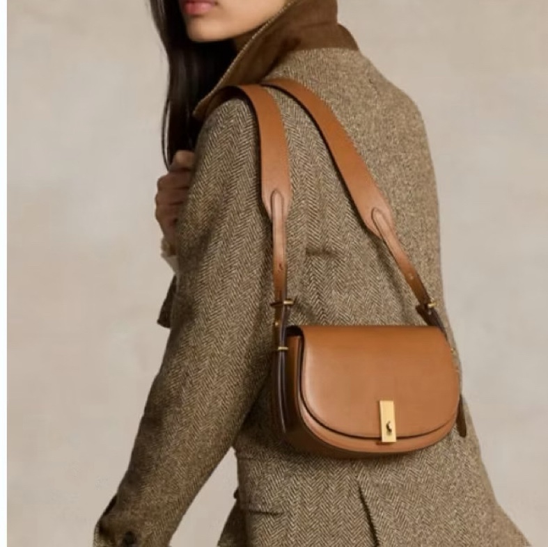 真皮質感滿分 Ralph Lauren Polo ID 系列 專櫃 真皮馬鞍包 經典焦糖咖-7