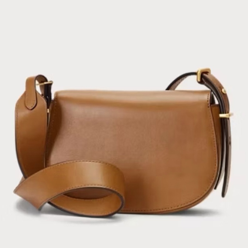 真皮質感滿分 Ralph Lauren Polo ID 系列 專櫃 真皮馬鞍包 經典焦糖咖-10