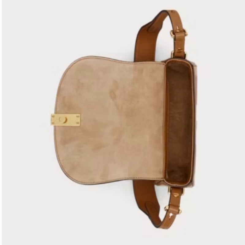 真皮質感滿分 Ralph Lauren Polo ID 系列 專櫃 真皮馬鞍包 經典焦糖咖-11