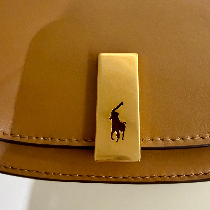 真皮質感滿分 Ralph Lauren Polo ID 系列 專櫃 真皮馬鞍包 經典焦糖咖-18