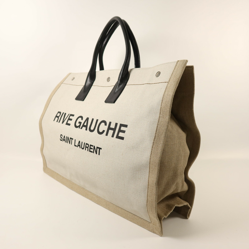 SAINT LAURENT 帆布Rive Gauche Large銀扣手挽袋-2