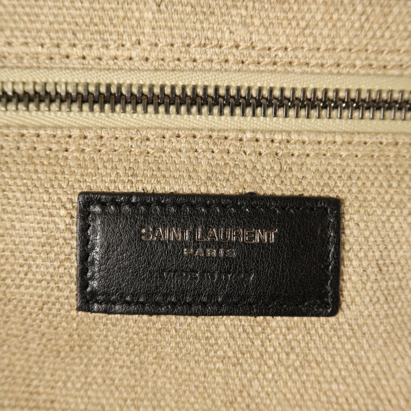 SAINT LAURENT 帆布Rive Gauche Large銀扣手挽袋-6