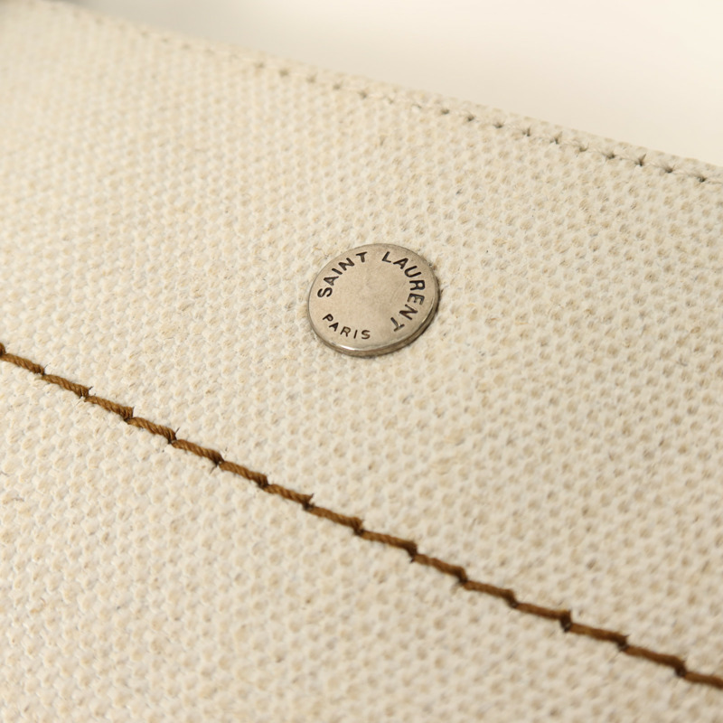 SAINT LAURENT 帆布Rive Gauche Large銀扣手挽袋-8