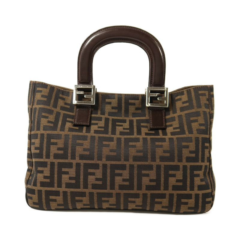FENDI 帆布Zucca Small Tote Bag銀扣手挽袋-0