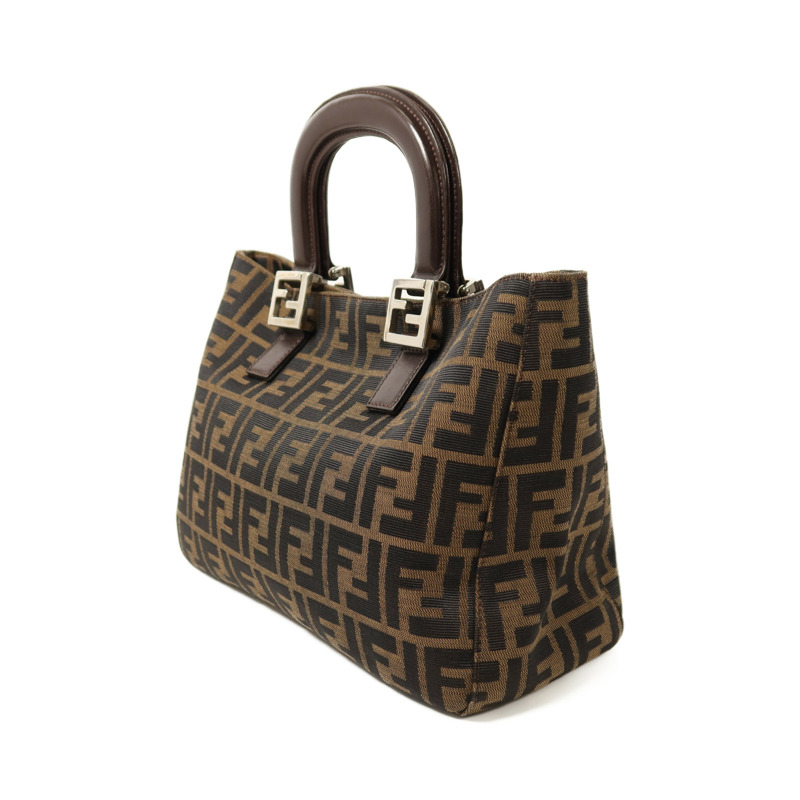 FENDI 帆布Zucca Small Tote Bag銀扣手挽袋-2