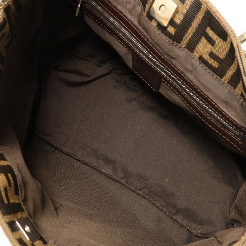 FENDI 帆布Zucca Small Tote Bag銀扣手挽袋-4