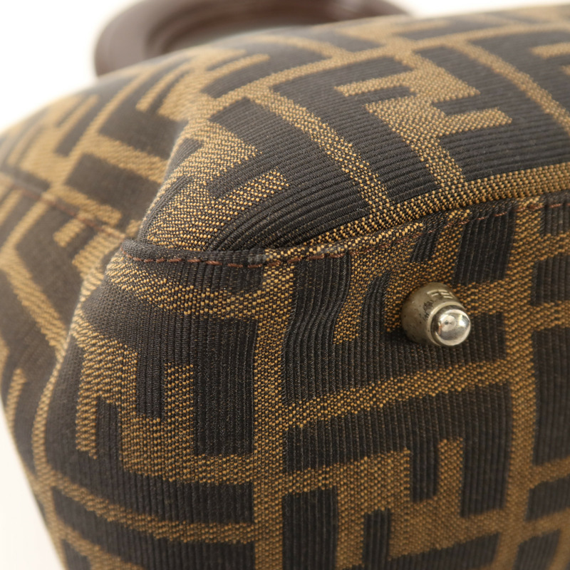 FENDI 帆布Zucca Small Tote Bag銀扣手挽袋-9