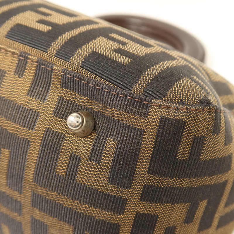 FENDI 帆布Zucca Small Tote Bag銀扣手挽袋-10