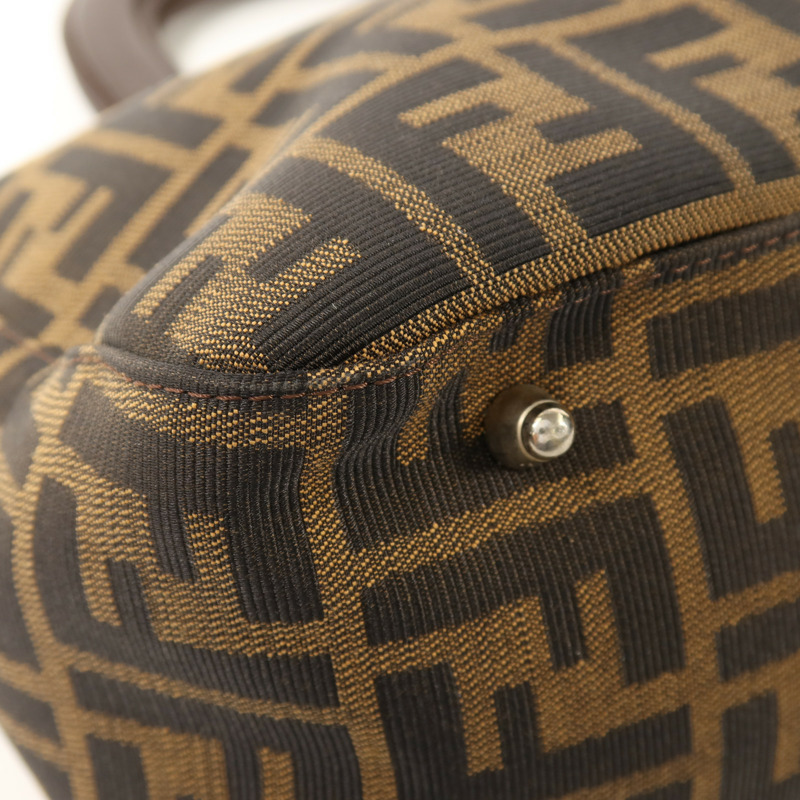 FENDI 帆布Zucca Small Tote Bag銀扣手挽袋-11