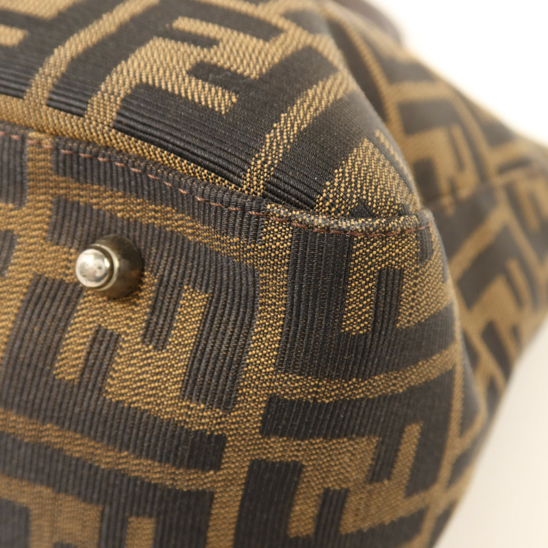 FENDI 帆布Zucca Small Tote Bag銀扣手挽袋-12