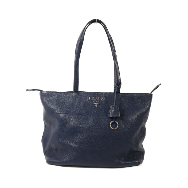 PRADA 牛皮皮革Tote Bag銀扣手挽袋-0