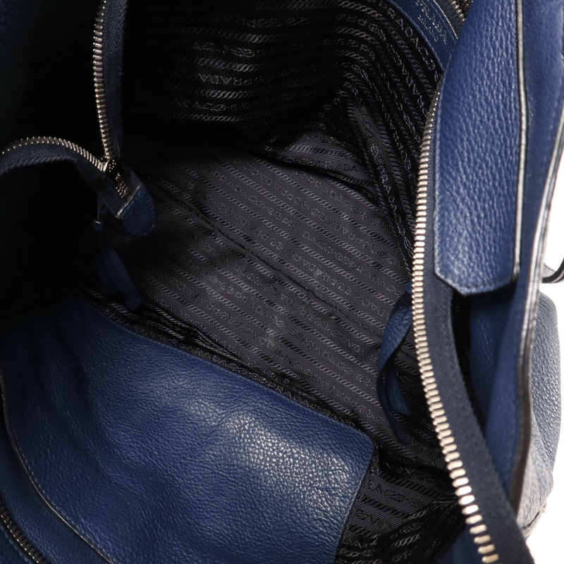 PRADA 牛皮皮革Tote Bag銀扣手挽袋-4