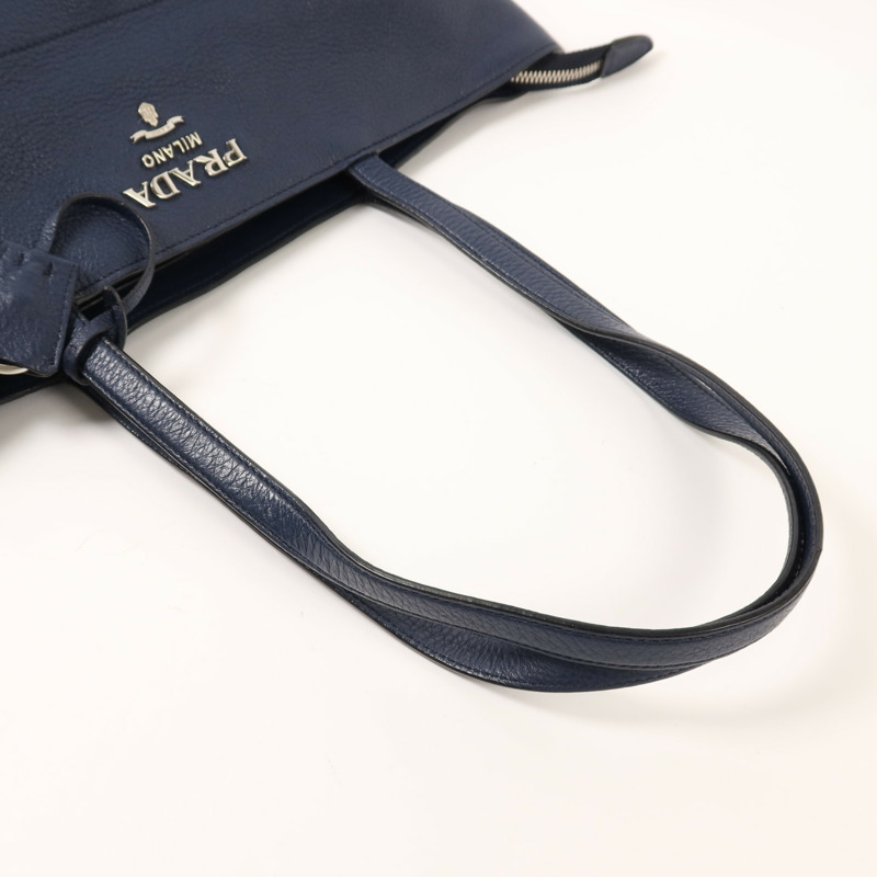PRADA 牛皮皮革Tote Bag銀扣手挽袋-7