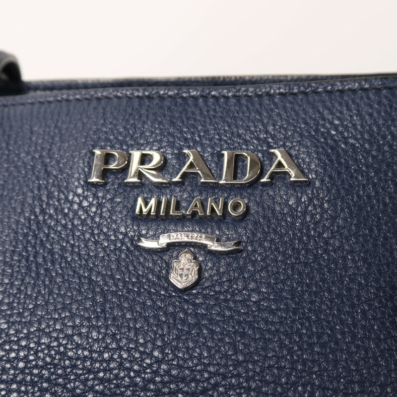 PRADA 牛皮皮革Tote Bag銀扣手挽袋-8