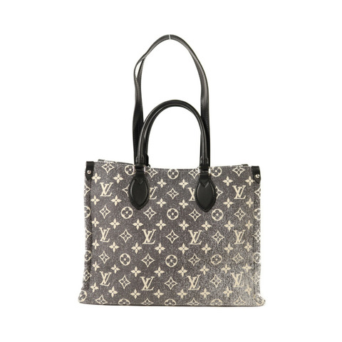 LOUIS VUITTON Monogram Jacquard Denim On the Go MM銀扣手挽肩背兩用袋