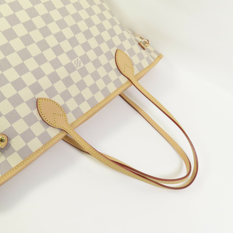 LOUIS VUITTON Damier Azur Neverfull MM金扣手挽袋-5