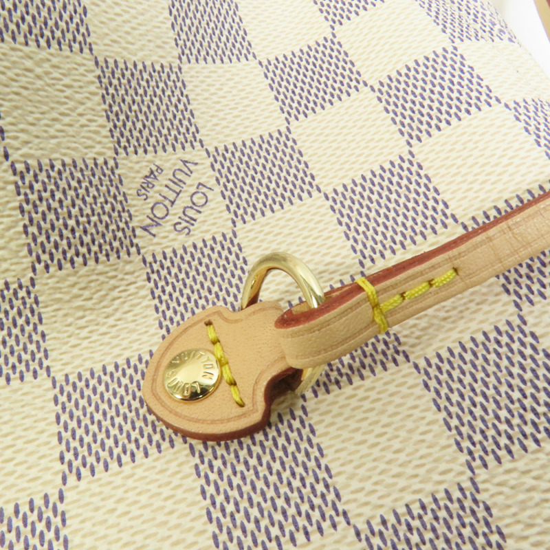 LOUIS VUITTON Damier Azur Neverfull MM金扣手挽袋-7