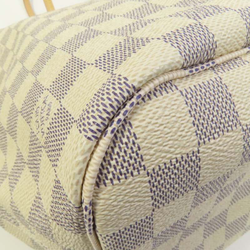 LOUIS VUITTON Damier Azur Neverfull MM金扣手挽袋-10