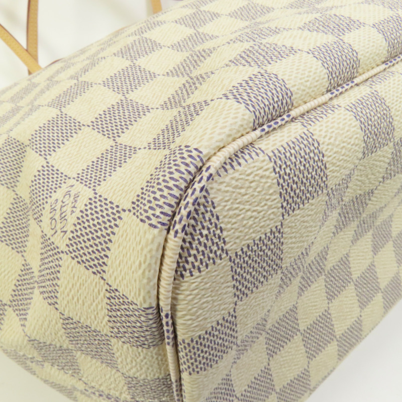 LOUIS VUITTON Damier Azur Neverfull MM金扣手挽袋-13