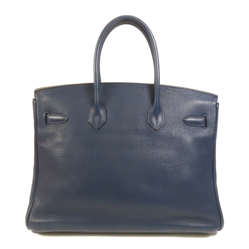 HERMES Clemence皮革Birkin 35銀扣手挽袋Bleu Nuit-1