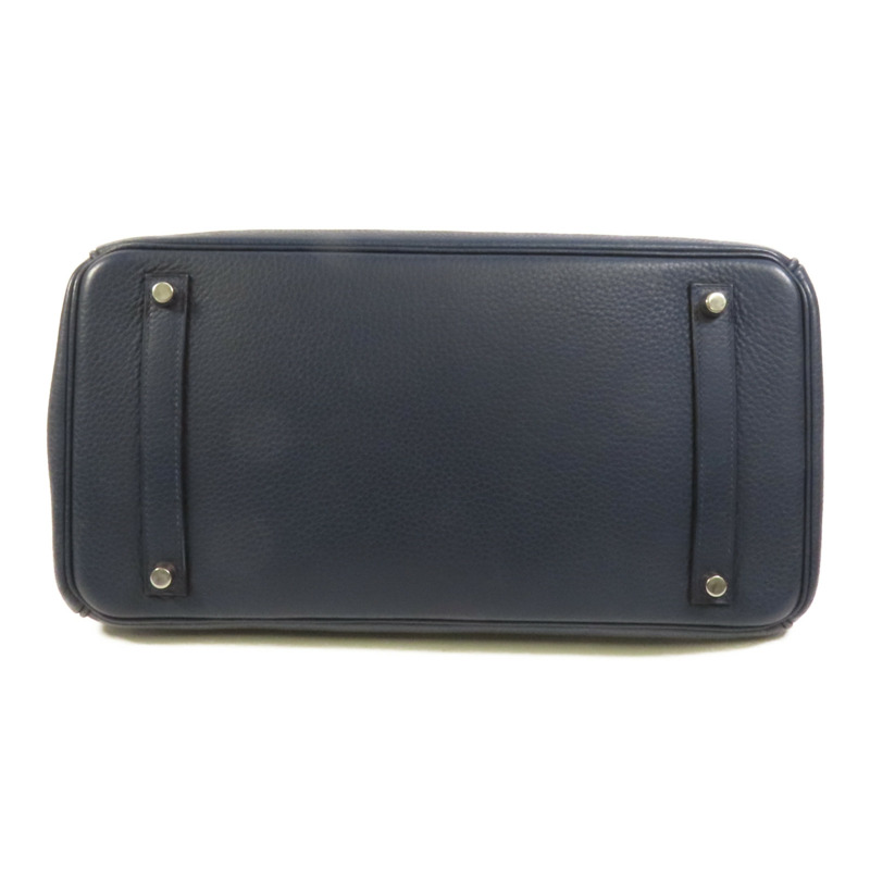 HERMES Clemence皮革Birkin 35銀扣手挽袋Bleu Nuit-3