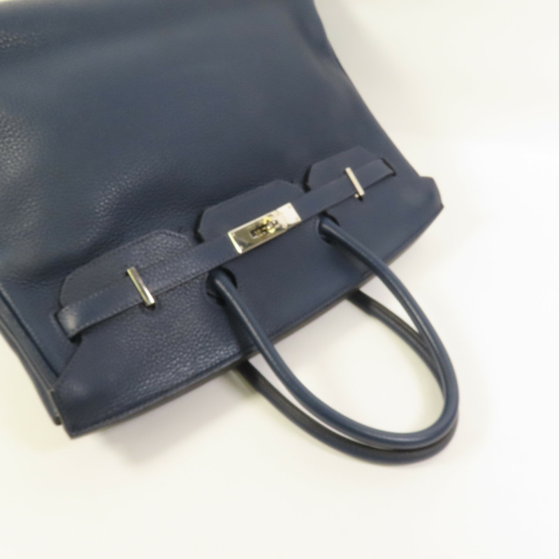 HERMES Clemence皮革Birkin 35銀扣手挽袋Bleu Nuit-4
