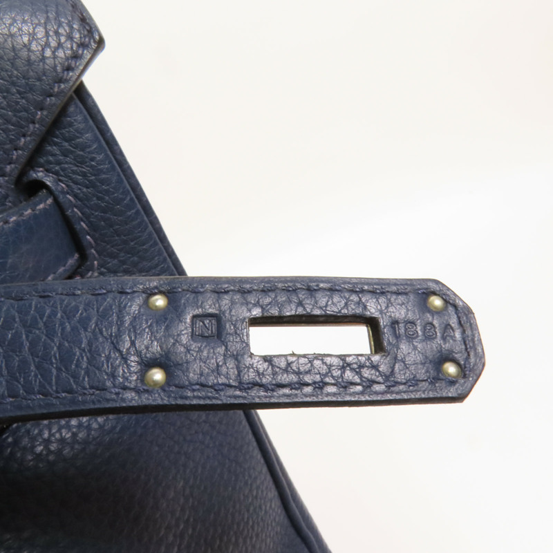 HERMES Clemence皮革Birkin 35銀扣手挽袋Bleu Nuit-6