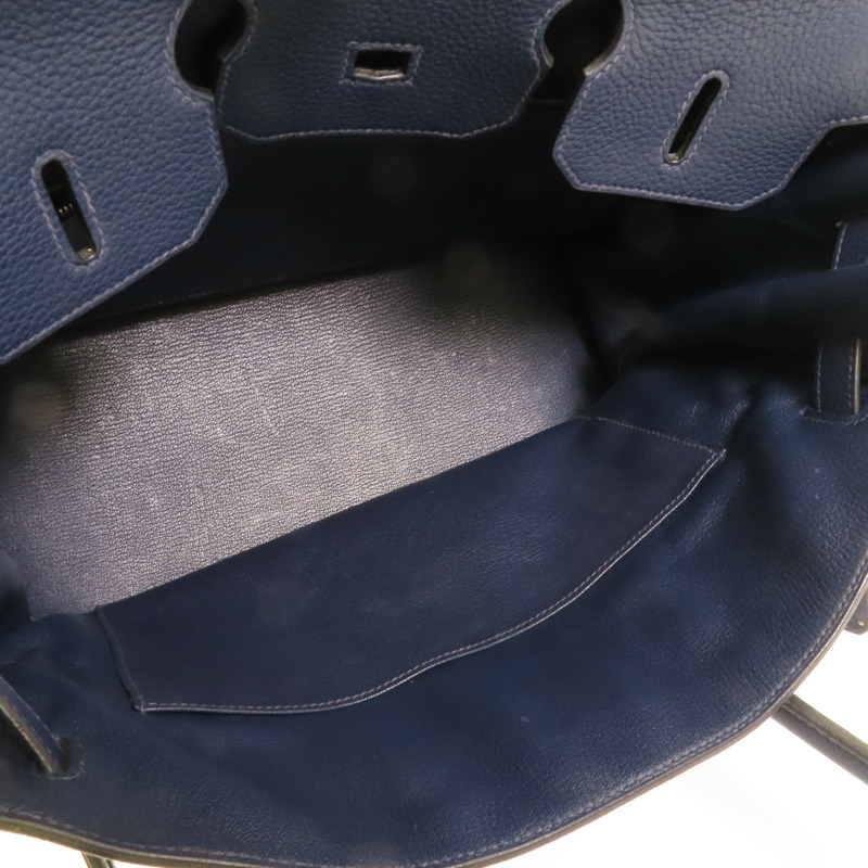 HERMES Clemence皮革Birkin 35銀扣手挽袋Bleu Nuit-8