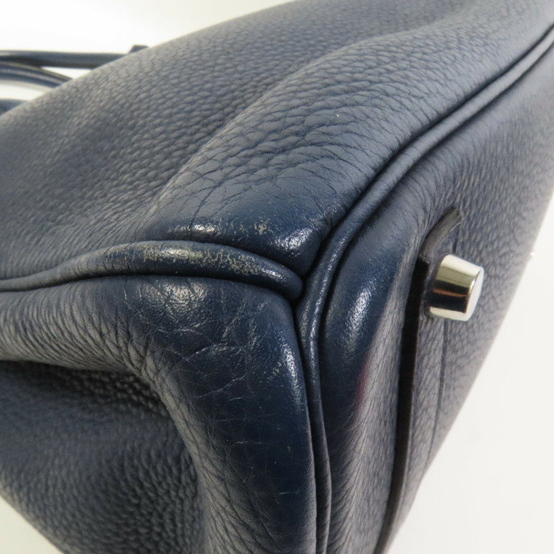 HERMES Clemence皮革Birkin 35銀扣手挽袋Bleu Nuit-10