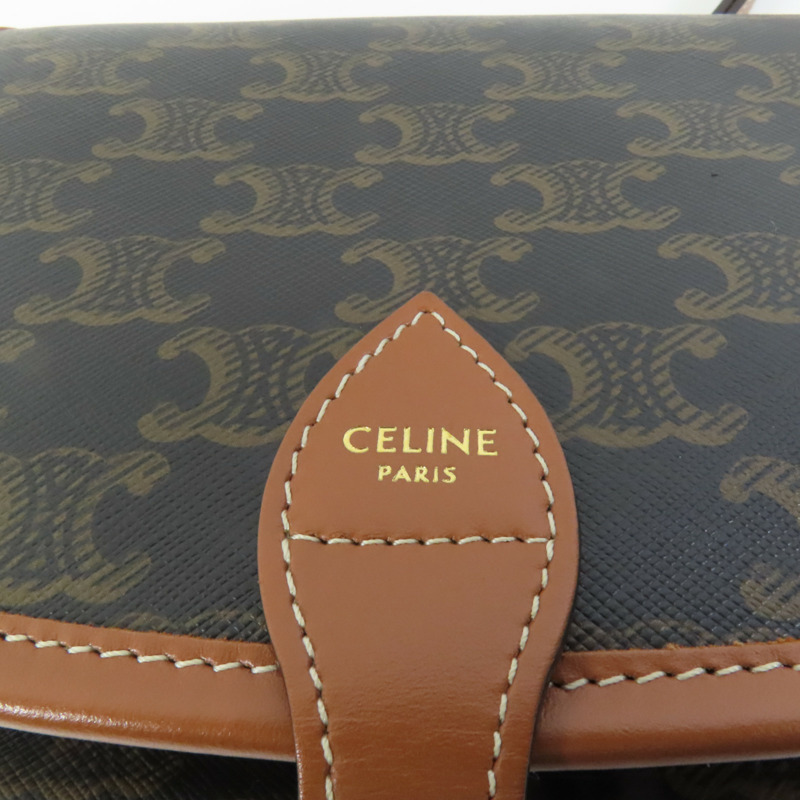 CELINE 塗層帆布Folco金扣肩背袋-6
