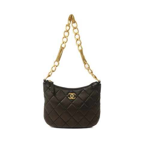 CHANEL 羊皮皮革Hobo金扣鏈帶肩背袋