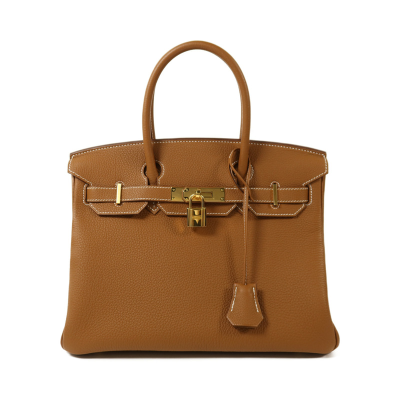 HERMES Clemence皮革Birkin 30金扣手挽袋Gold-0