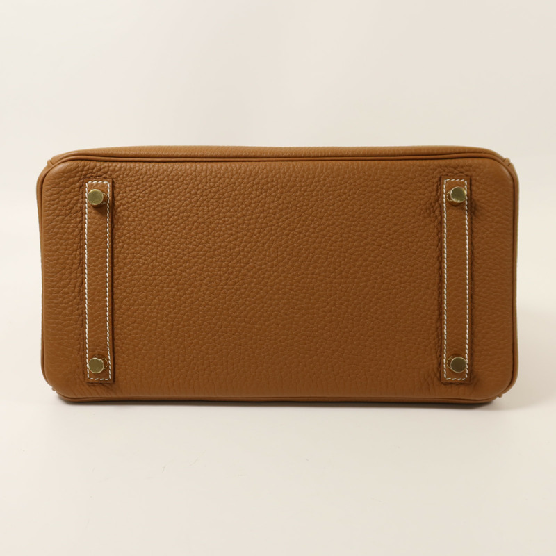 HERMES Clemence皮革Birkin 30金扣手挽袋Gold-3