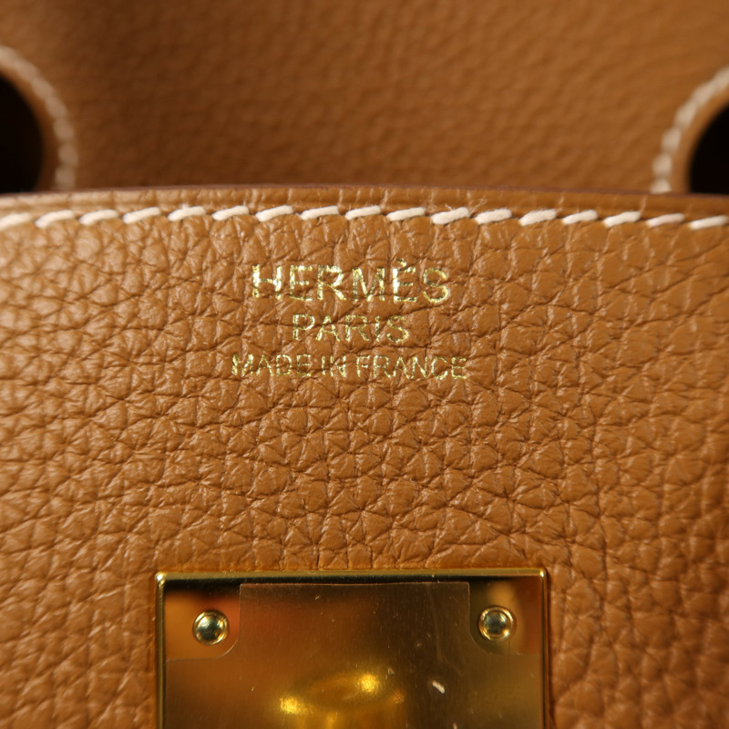 HERMES Clemence皮革Birkin 30金扣手挽袋Gold-6
