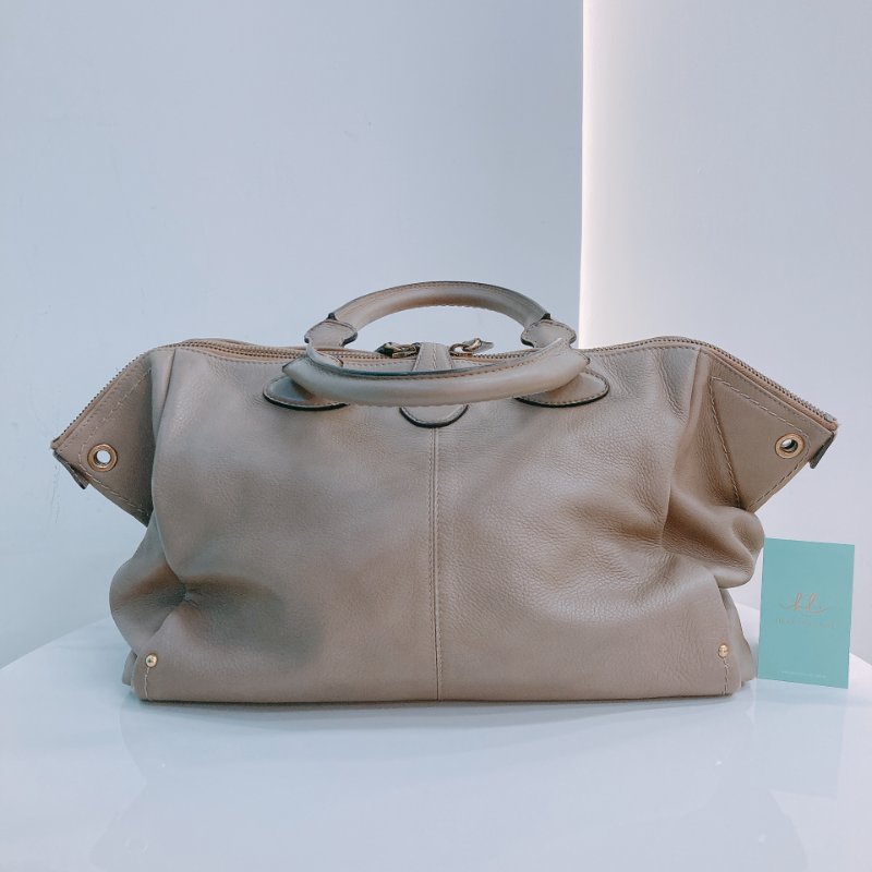 MS0557 Bally 巴利 三用 斜背 側背 手提 牛皮 大象灰 金扣 2-Ways Top Handle Bag Calfskin Grey x GHW-1