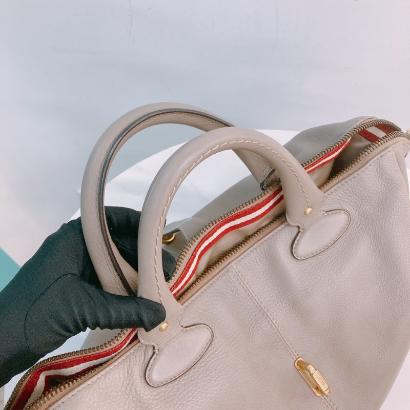 MS0557 Bally 巴利 三用 斜背 側背 手提 牛皮 大象灰 金扣 2-Ways Top Handle Bag Calfskin Grey x GHW-9