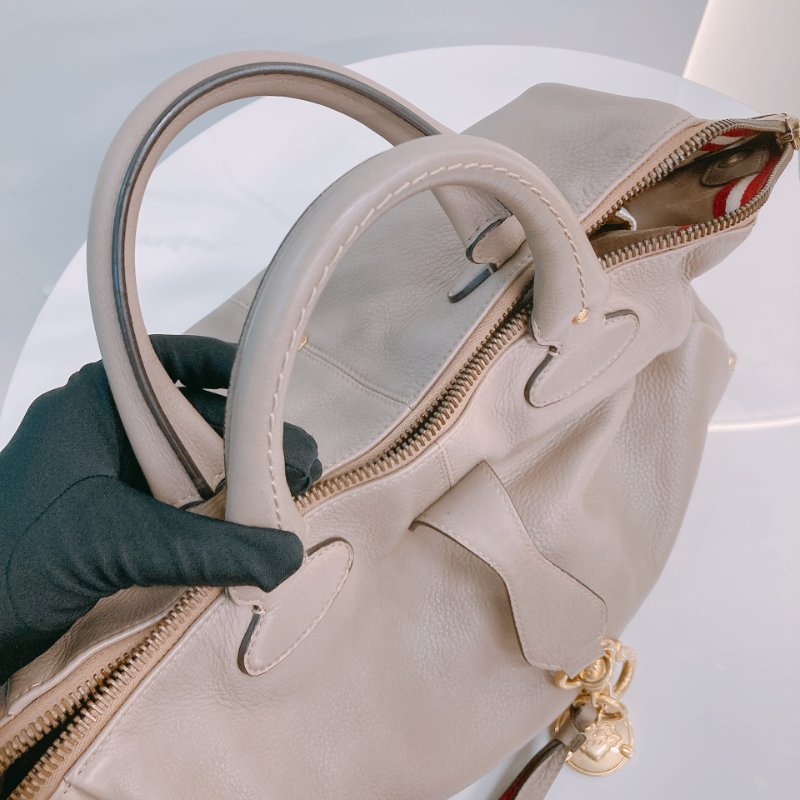 MS0557 Bally 巴利 三用 斜背 側背 手提 牛皮 大象灰 金扣 2-Ways Top Handle Bag Calfskin Grey x GHW-10
